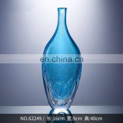 European Home Decorative Blue Vase Crystal Glass Vases For Office Table Custom photo-2
