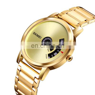 New color Skmei 1260 japan mov't quartz 3atm water resistant fashion watch stainless steel back Wholesale brand gold men watch