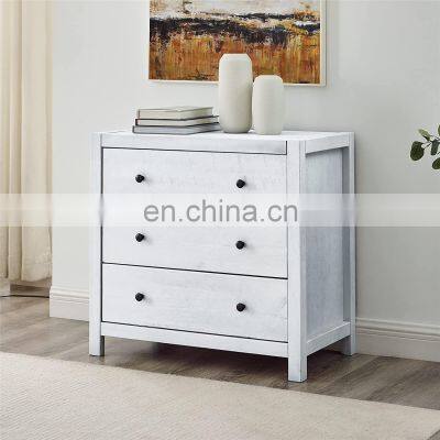 White Color Rustic Wood With 3-Drawer Dresser Storage Night Stand 31.5 x 18 x 30.04 Inches photo-3
