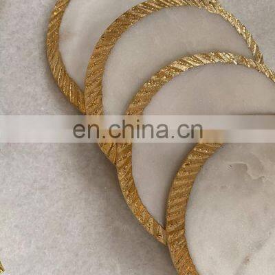 Marble Round Beaded Luxury Tables Coasters photo-3