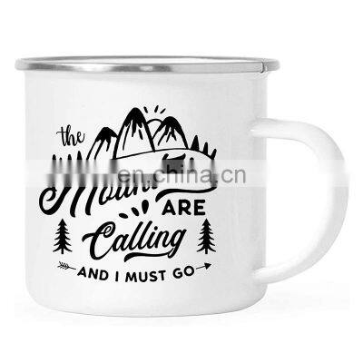 Hot sale colorful sublimation personalized 12oz custom print enamel mug for promotion