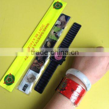 2015 reflective pvc slap wristband , slap bracelet , cheap snap wristband