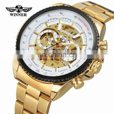 WINNER 428 Men Automatic Mechanical Hand Watch Popular Bling Stainless Steel Strap Mechanical Watch photo-5