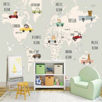Custom 3D Modern Fresh Cartoon Sports World Map Background Mural Wallpaper for Kids Room Custom Children School Decor Wall Paper Drop Ship photo-2