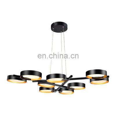 HUAYI  High quality European iron modern Nordic style light ring LED chandelier