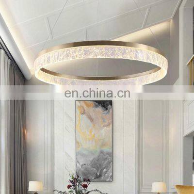 Nordic Crystal Chandelier Round Ring LED Pendant Light Simple Decoration Ceiling Hanging Lamp For Living Room Bedroom Hall Hotel