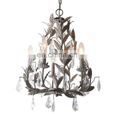 American Retro Iron Branch Crystal Candle Living Room Dining Room Bedroom Luxury French Art Chandelier