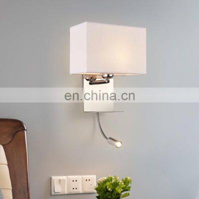 Hotel Style Fabric Wall Lamp Creative Bedroom Led Hotel Bedside Lamp Simple USB Interface Charging Wall Lamp photo-3