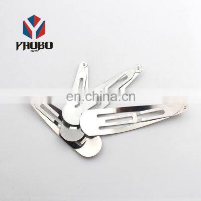 Custom Hair Accessories Wholesale Silver Metal Snap Clip 50mm Hair Clips For Girls Women photo-5
