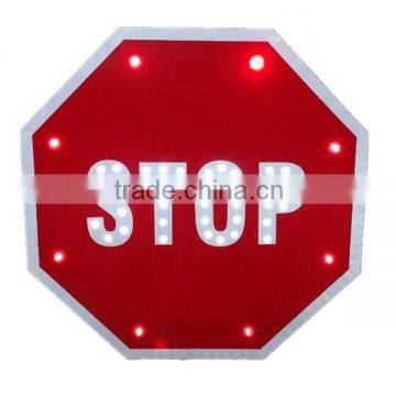 Cross road safety waterproof alumunum octagon solar LED traffic warning sign