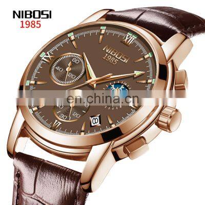 NIBOSI New Luxury Military Watch Men Quartz Clock Male Stainless Steel Casual Business Watch 30m Waterproof Date 2516