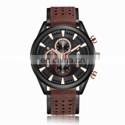 CURREN Men's Leather Strap Watches, Men's Waterproof Watches, Men's Sports Watches