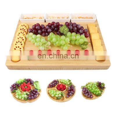 Wholesale Premium Bamboo Wood Knife Set Charcuterie Cutlery Slide-out Drawer Cheese Board photo-5
