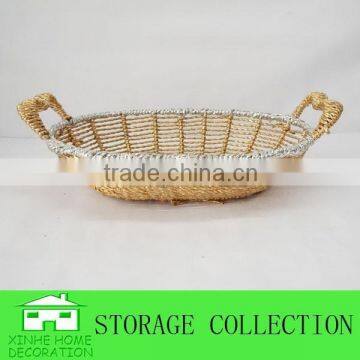 Oval Shape Handwoven Paper Rope Basket With Handle photo-3