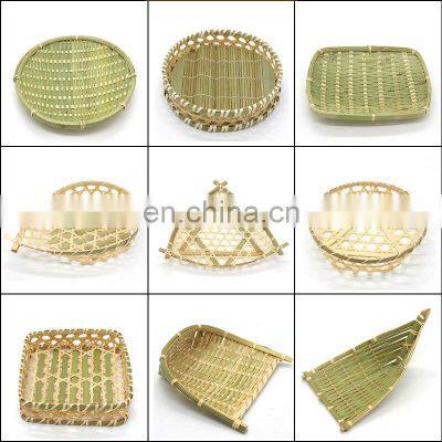 Many Design eco-friendly bamboo Platter Tray basket straw woven plate cheap wholesale Vietnam Supplier