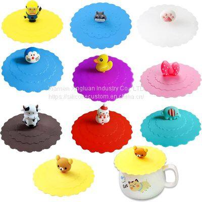 Silicone Cup Covers Cartoon Cute Cup Lid Colorful, Cute Animal Shape Creative Leak-Proof Cup Lid photo-3