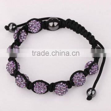 Fashion cheap Shamblla disco ball shine bling rhinestones bracelets purple color paypal accept