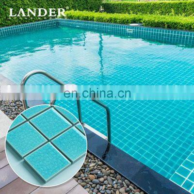 Ready to ship blue green porcelain mosaic waterline pool floor tile for swimming pool mosaic ceramic swimming pool tile