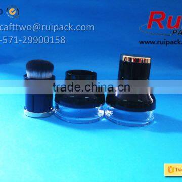 Plastic Clear Loose Powder Case With Lockable Sifter, Black Loose Powder Jar/container With Brush Cap photo-2