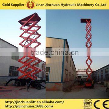 4 wheels mobile scissor lift platform, moving lifting aerial work platform hot sale