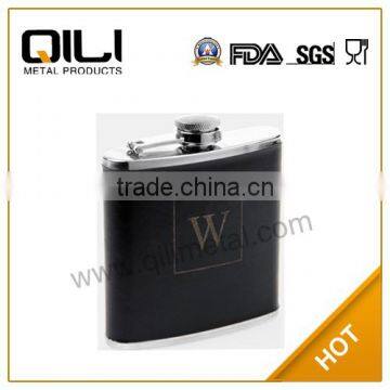 6oz leather wrapped stainless steel golf hip flask wholesale