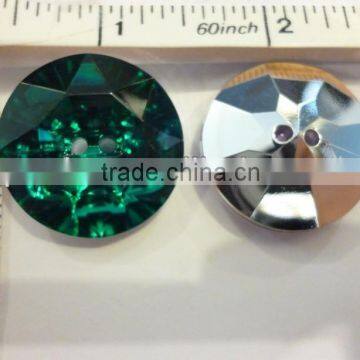 GREEN COLOR BUTTONS IN ACRYLIC STONE WITH SILVER PLATED BACKING, 27MM SA-2985