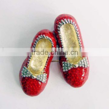 Two Tone Red shoe brooches