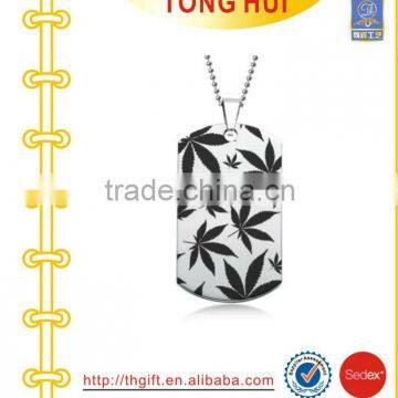 Printing Leaf dog tag necklace factory imitation jewelry