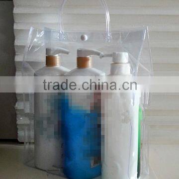 Hot Selling Portable Hand Length Handle Clear PVC Plastic Bag for Toilet Articles/ Portable Toiletries Packaging Bag for a Trip photo-2