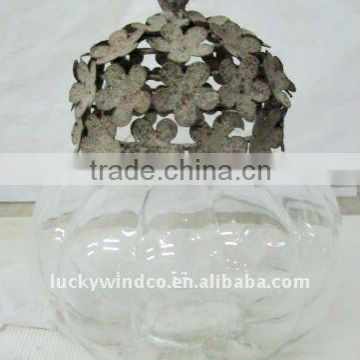 decorative glass jars with flower cover