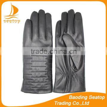 Real leather black tight modern stylish women gloves