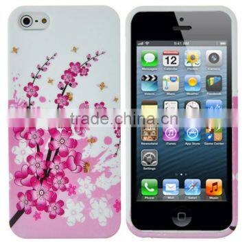 Pink Wintersweet Flower Print TPU Soft Design Case For iPhone 5 5G 5th