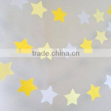 Yellow star paper garland for festival decorations