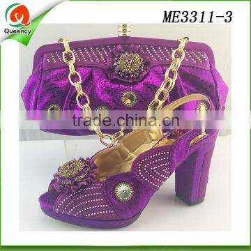 purple women summer high heel sexy shoe and bag set for ladies and girl