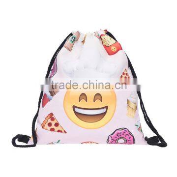 High Quality 3D Printed Emoji Cook Polyester Drawstring Bag