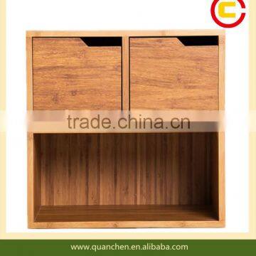 Bamboo storage cabinet table with two drawers