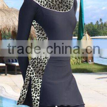 Summer Modesty Muslim Swimwear Swimsuit Full Cover Islamic Beachwear leopard