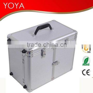 Professional Hair Stylist Aluminum Rolling Tool Box Makeup Artist Salon Train Case