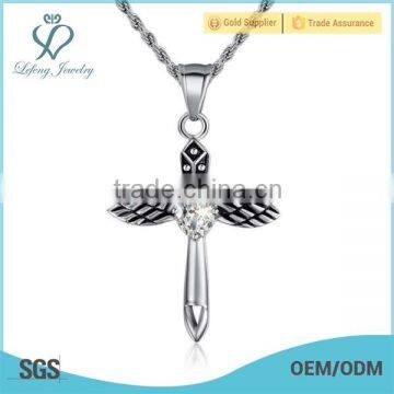 High quality stainless steel necklace large punk cross pendant for male