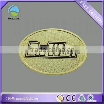 Custom Oval Shaped Gold Lapel Pins Sand-blasting Thick Screw Souvenir Badge photo-5