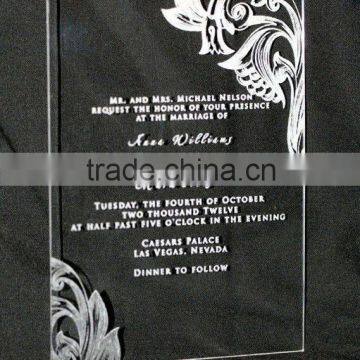 High Transparent custom laser cut wedding invitations acrylic invitation