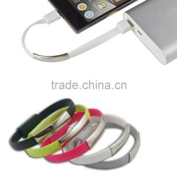 TPE colorful micro usb bracelet charging cable for iphone or android