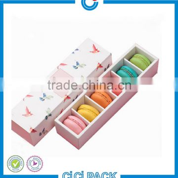 Customized bakery food packaging box for muffin cookies cakes desserts by food grade 350 white macaron box for sale