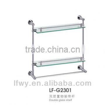 double glass shelf display stand