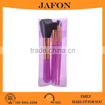 Red plastic handle small 4pcs promotional make up brushes set