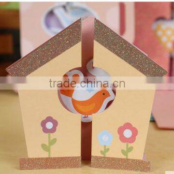 Exquisite design house shape foldable thanksgiving card/birthday card/greeting card