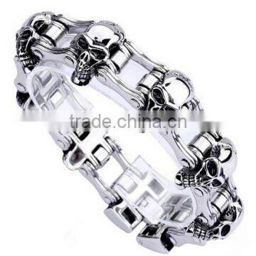 Factory Cheap Price Punk Bracelets Stainless steel Hand Motrocycle Chain Cool skull bracelet