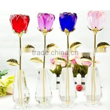 New gifts Artificial K9 crystal rose flower with vase