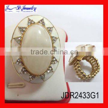 HOT SALE adjustable stretch ring with white agate resin beads
