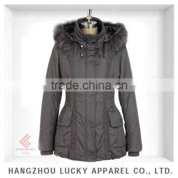 european style lady fashion real fur winter padded jacket LK15030